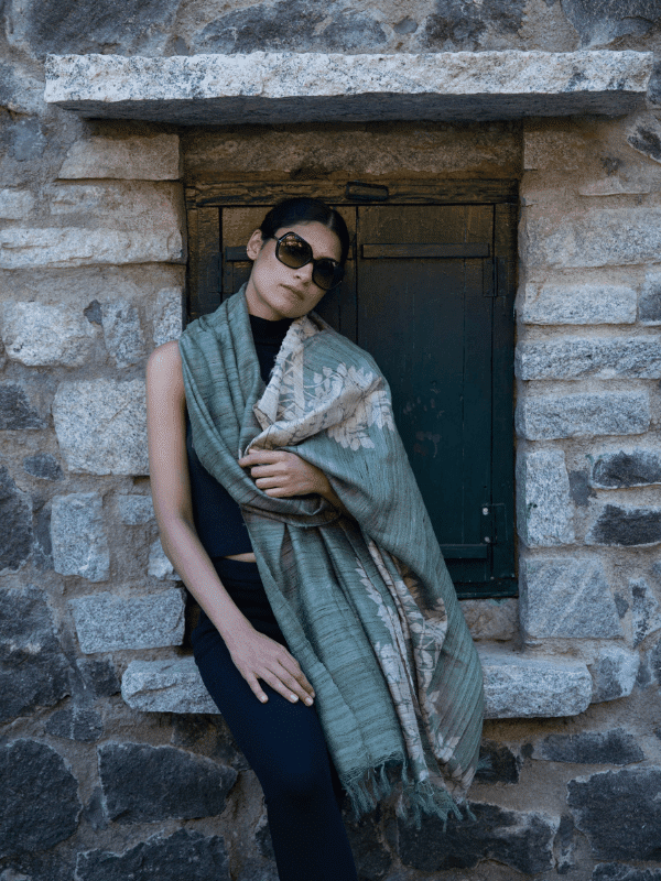 green silk scarf