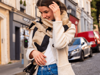benefits of slow fashion girl in silk scarf