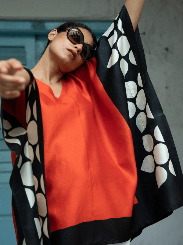 silk kimono top orange 2
